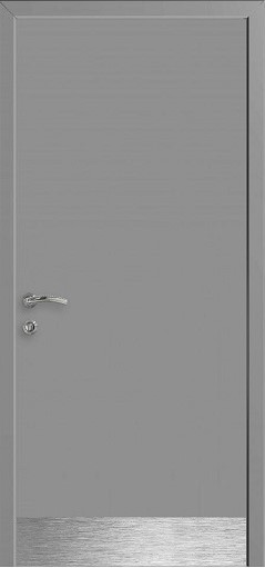 Влагостойкая дверь KAPELLI Classic с нержавеющей накладкой серая 7040