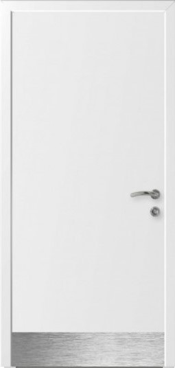 Влагостойкая дверь KAPELLI Classic с нержавеющей накладкой белая