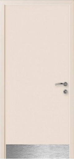 Влагостойкая дверь KAPELLI Classic с нержавеющей накладкой крем 9001